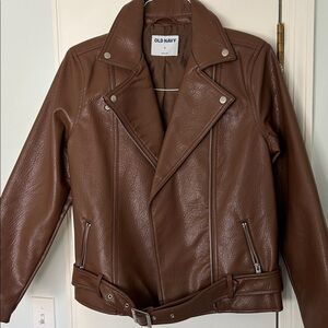 Old Navy Women's Chocolate Faux Leather Jacket